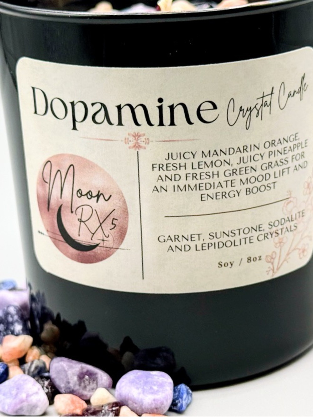 Energizing *Dopamine Crystal Candle* citrus candle healing crystals mood boost - Picture 5 of 6